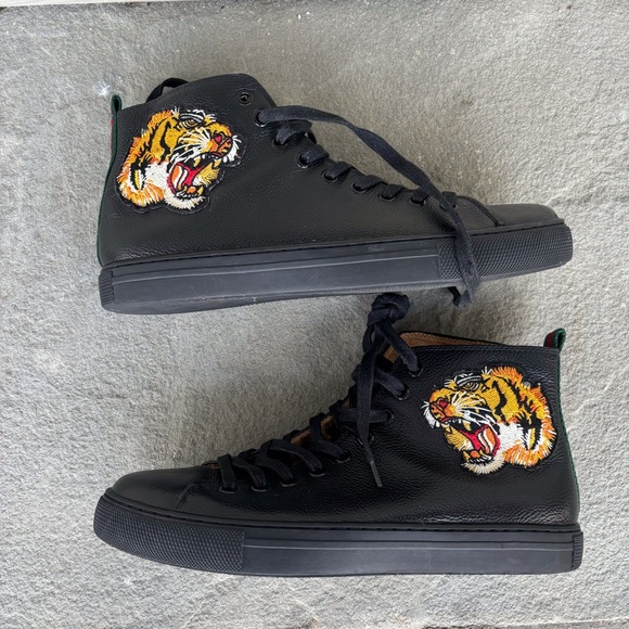 Gucci Tiger Embossed Leather High Tops - Picture 3 of 14